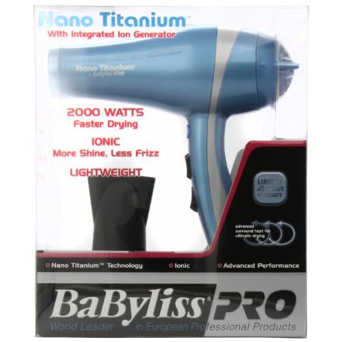 Babyliss Pro BABNT5548 2000 Watt Ionic Nano Titanium with Integrated Ion Generator Hair Dryer image